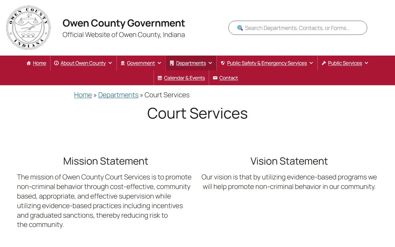 Owen County arrest records and court charges Court Services source