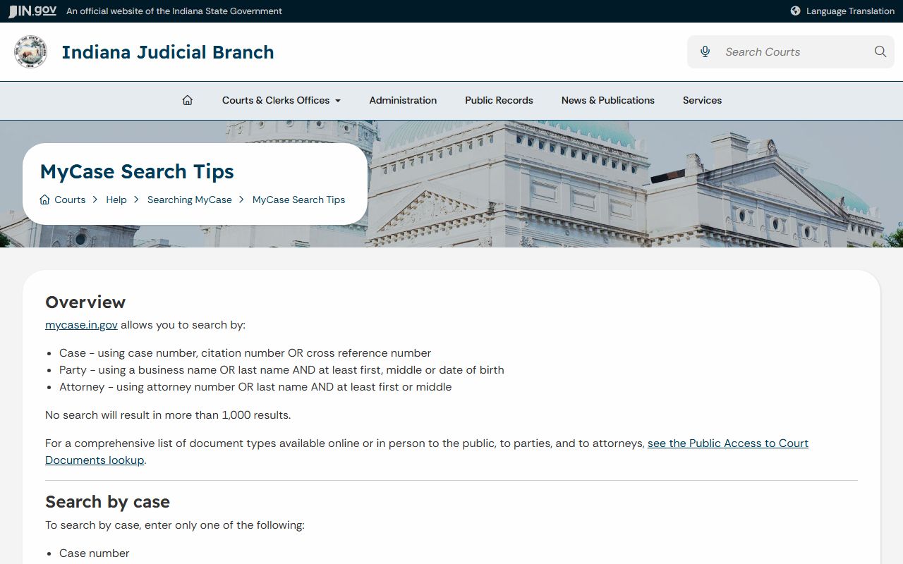 Owen County court dockets MyCase search tips