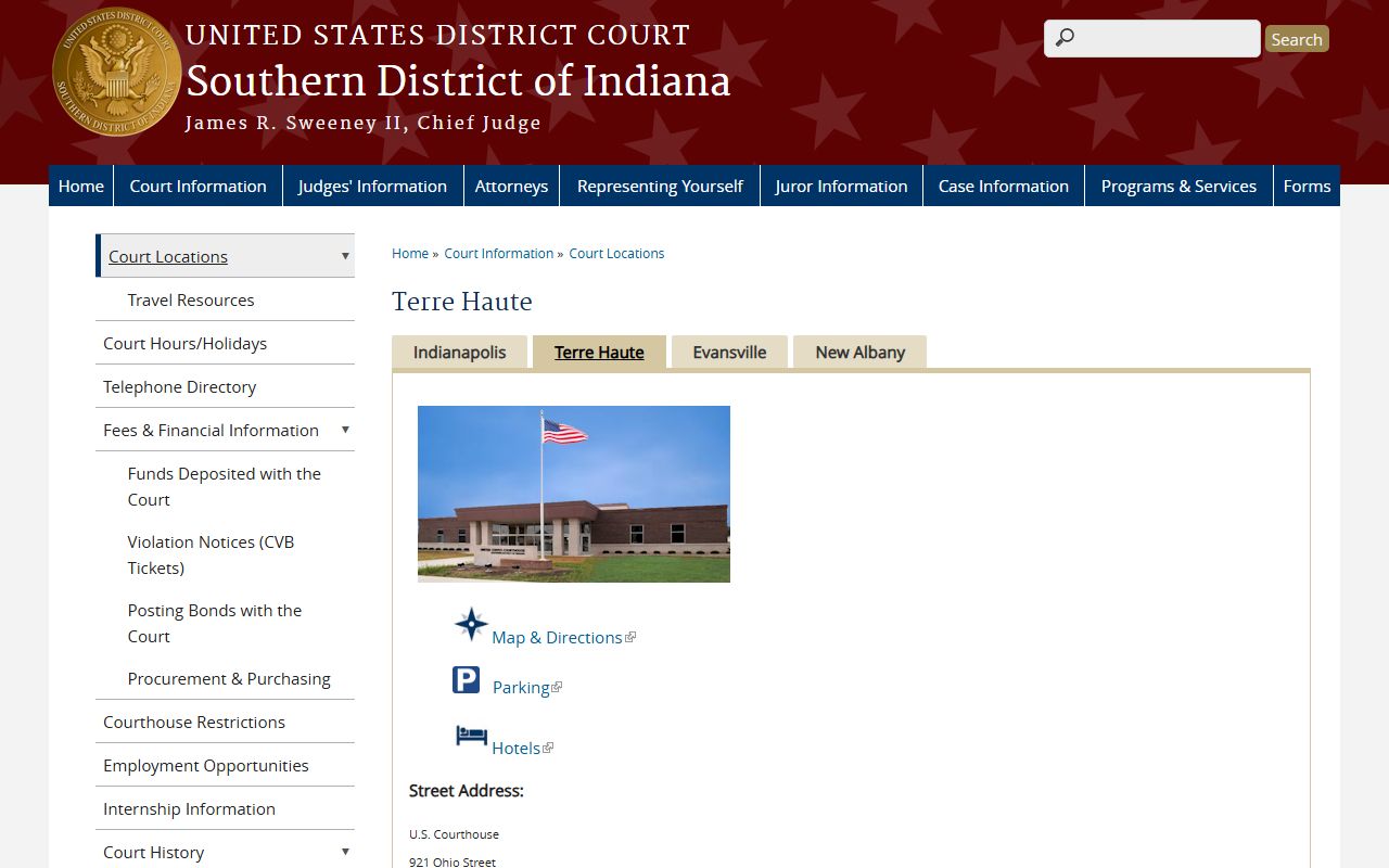 Owen County Circuit Court records compared with the Terre Haute federal courthouse page