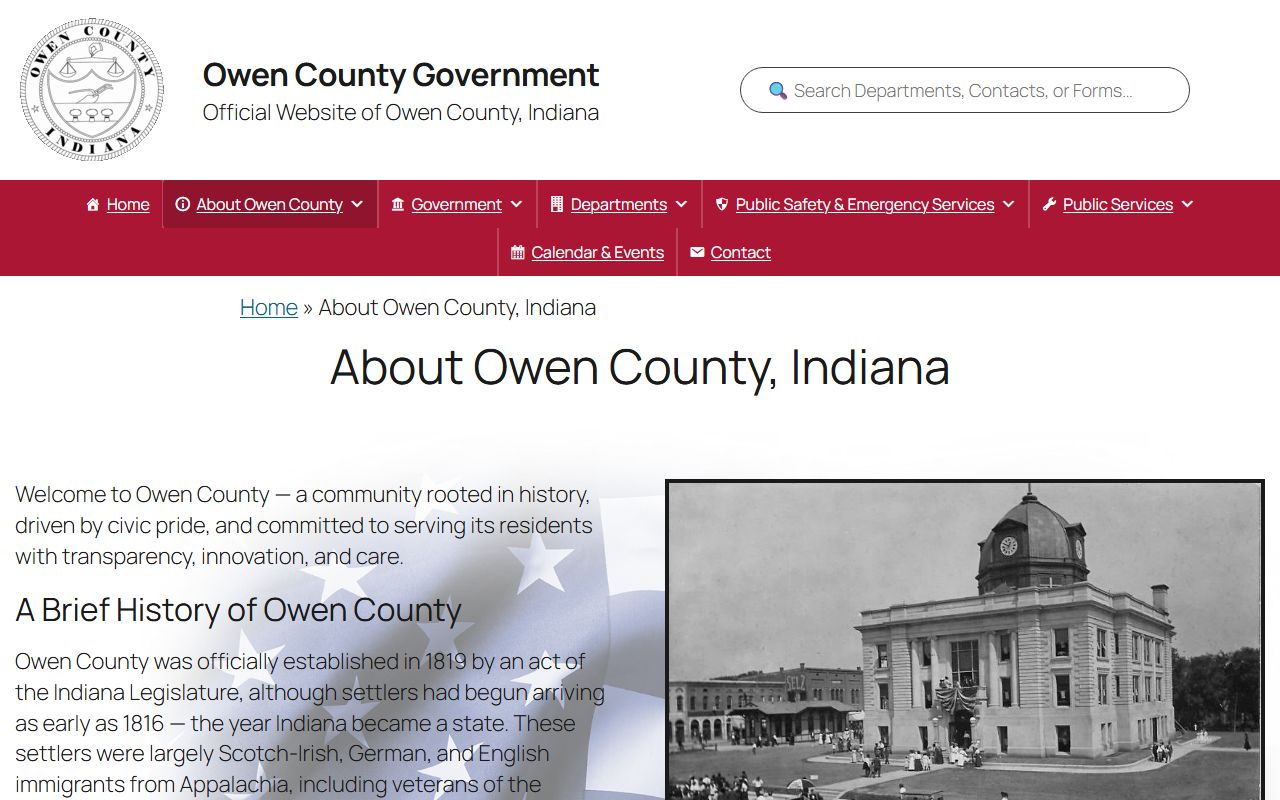 Owen County court records and courthouse history page