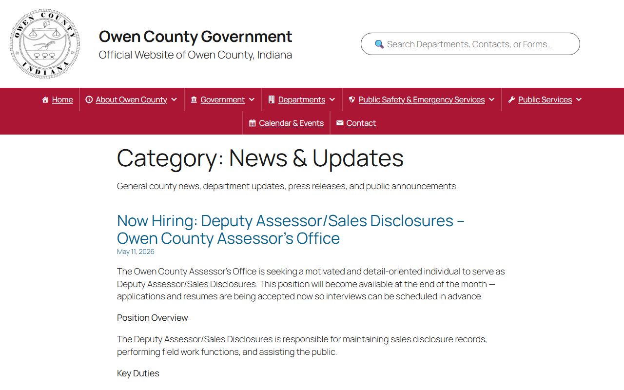 Owen County court records official county news archive
