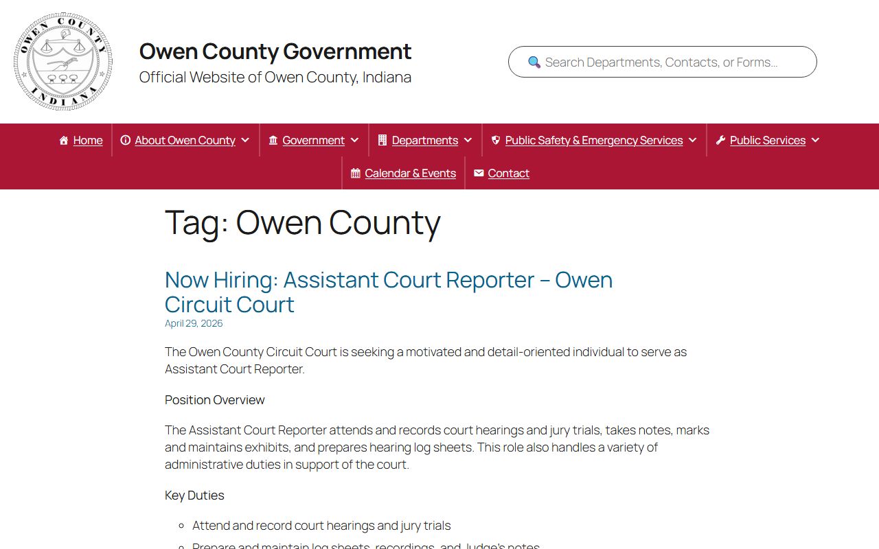 Owen County court records official county tag archive