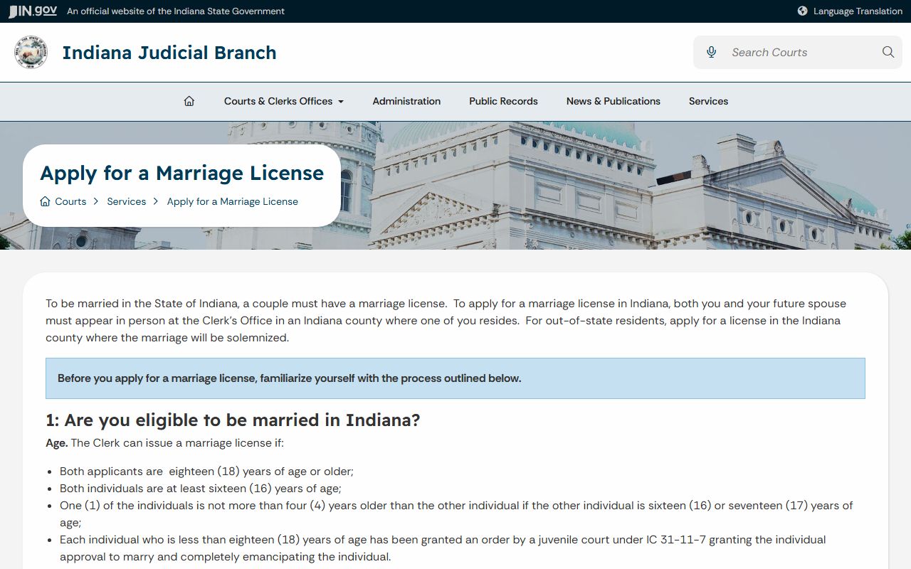 Owen County marriage records and Indiana marriage license instructions