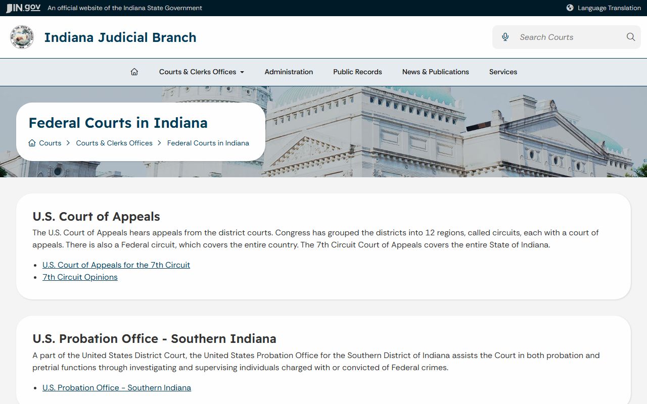 Owen County probate records and Indiana federal courts directory context